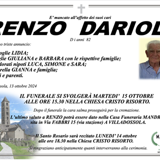 Renzo Darioli di anni 82