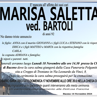 Marisa Saletta ved. Bartoli di anni 92