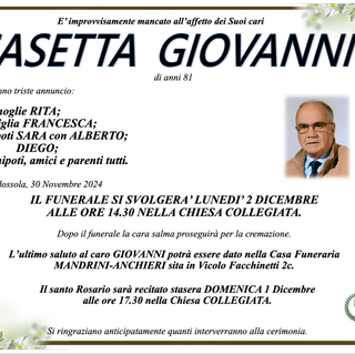 Casetta Giovanni di anni 81
