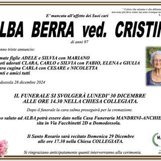 Alba Berra ved Cristina di anni 97