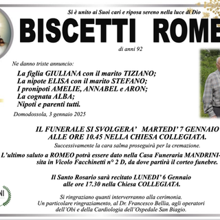 Biscetti Romeo di anni 82