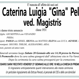 Caterina Luigia &quot;Gina&quot; Pella ved. Magistris classe 1931