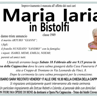 Maria Iaria in Bistolfi di anni classe 1949