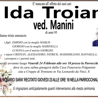 Ida Troian ved. Manini di anni 95