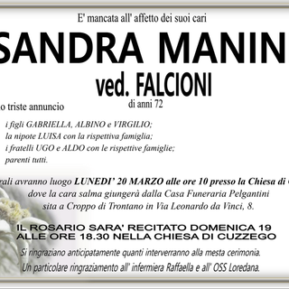 Sandra Manini ved. Falcioni di anni 72