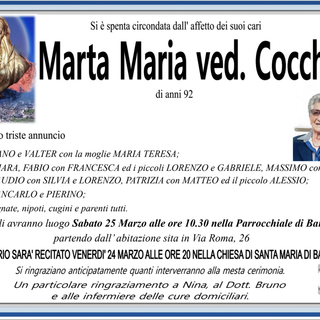 Marta Maria ved. Cocchini di anni 92