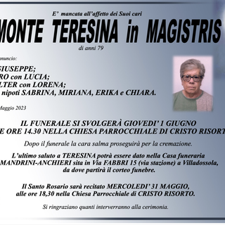 Altomonte Teresina in Magistris di anni 79