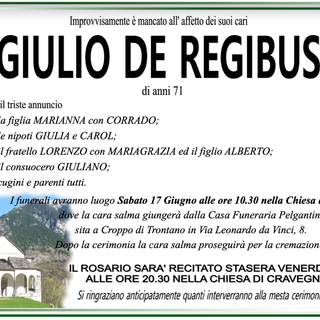 Giulio De Regibus di anni 71