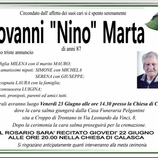 Giovanni &quot;Nino&quot; Marta di anni 87