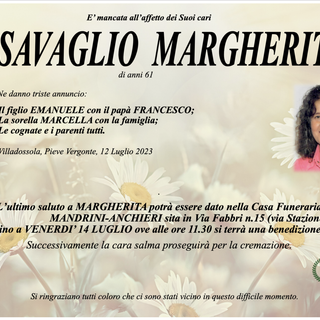 Savaglio Margherita di anni 61