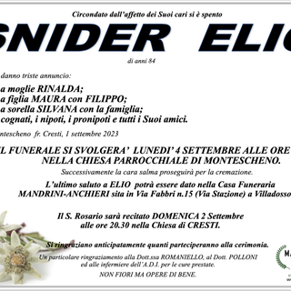 Snider Elio di anni 84