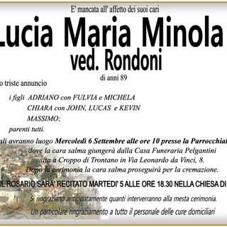 Lucia Maria Minola ved. Rondoni di anni 89