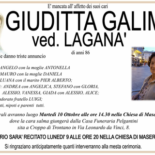 Giuditta Galimi ved. Laganà di anni 86