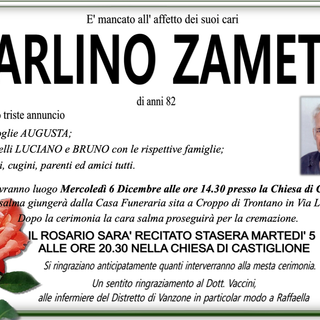 Carlino Zametti di anni 82