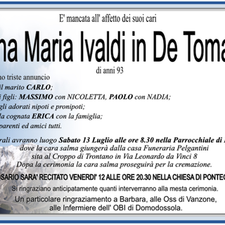 Anna Maria Ivaldi in De Tomasi 93 anni