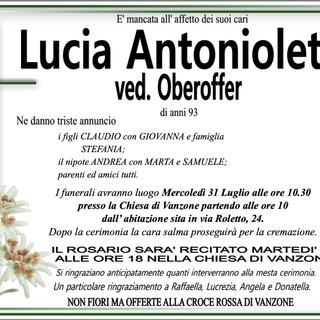 Lucia Antonioletti ved. Obereoffer di anni 93