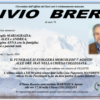 Livio Brera di anni 76