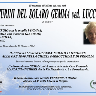 Venturini Del Solaro Gemma ved. Lucchini di anni 87