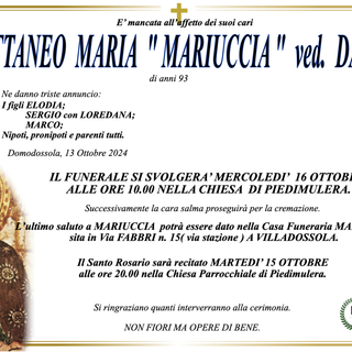 Cattaneo Maria "Mariuccia" ved. Daccò di anni 93