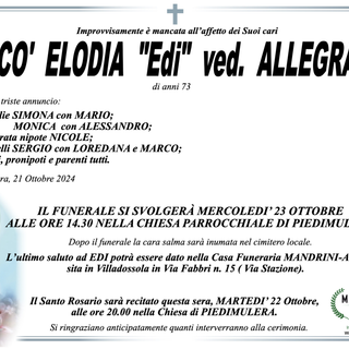 Daccò Elodia &quot;Edi&quot; ved. Allegranza di anni 73