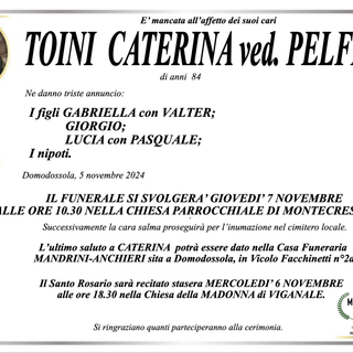 Toini Caterina ved. Pelfini di anni 84