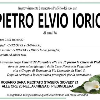 Pietro Elvio Iorio di anni 74
