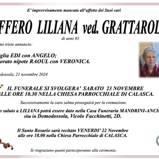 Piffero Liliana ved. Grattaroli di anni 83