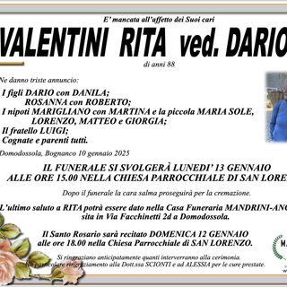 Valentini Rita ved. Darioli di anni 88