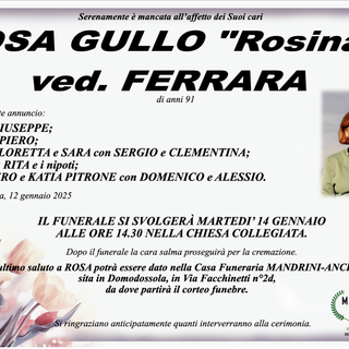 Rosa Gullo &quot;Rosina&quot; ved. Ferrara di anni 91