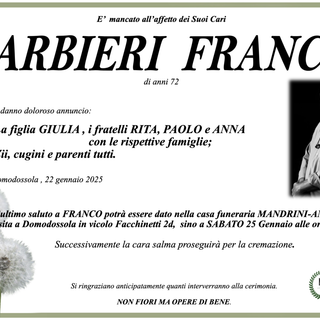 Barbieri Franco di anni 72