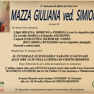 Mazza Giuliana ved. Simionato di anni 88
