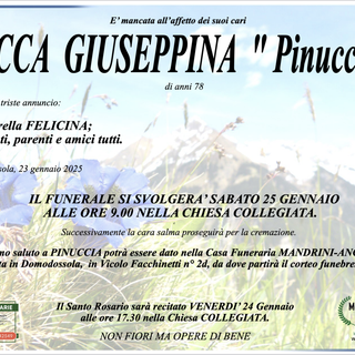 Tacca Giuseppina "Pinuccia" di anni 78