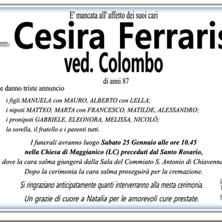 Cesira Ferraris ved. Colombo di anni 87