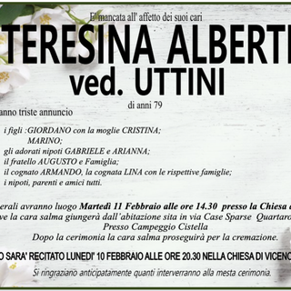 Teresina Alberti ved. Uttini 79 anni