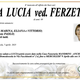 Ria Lucia ved. Ferzetti di anni 89