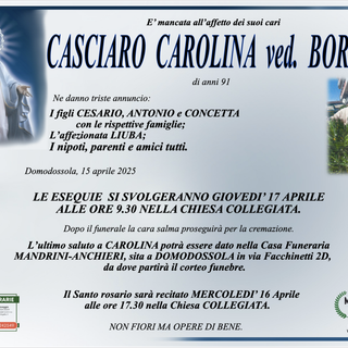 Casciaro Carolina ved. Bortone di anni 91