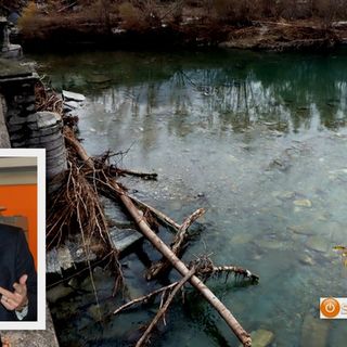 Il fiume Toce al ponte della Masone e nel riquadro il sindaco di Pallanzeno, Gianpaolo Blardone