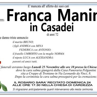Franca Manini in Casadei di anni 72