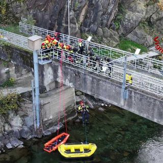 Una immagine dell'esercitazione dei Vigili del fuoco