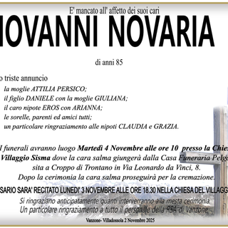 Giovanni Novaria 85 anni