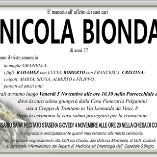Nicola Bionda di anni 77