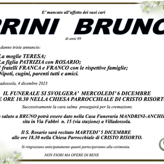 Prini Bruno di anni 89