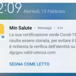 “Green pass clonato” ma è un sms truffa per rubare i dati