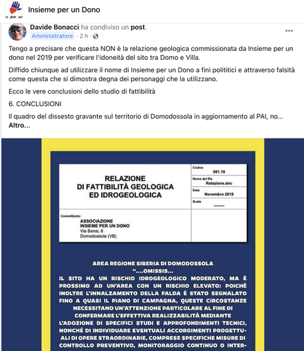 Nuovo ospedale, Davide Bonacci accusa: &quot;Falsa la relazione idrogeologica utilizzata sui social a fini politici&quot;