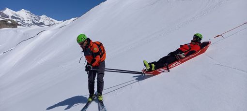 Esercitazione sulle piste di Domobianca per gli uomini del Soccorso Alpino