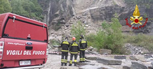 Frana nella cava in disuso a Beura