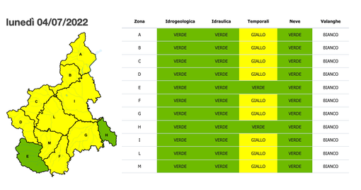 Temporali, allerta gialla per Vco e Novarese