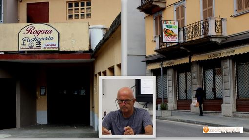 Foto: un paio di negozi chiusi a Villadossola, nel riquadro l'assessore Maurzio Gianola