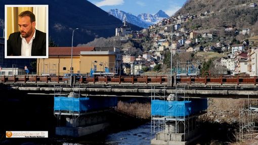 Il ponte sull'Ovesca a Villadossola, nel riquadro Alessandro Lana Il ponte sull'Ovesca a Villadossola, nel riquadro Alessandro Lana