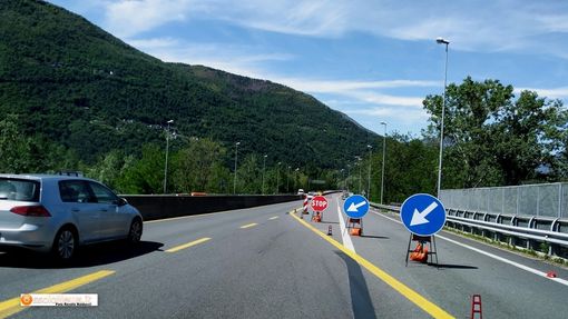 La superstrara a Villadossola dove da due anni la corsia nord è stata ristretta sino al Laghetto dei Sogni